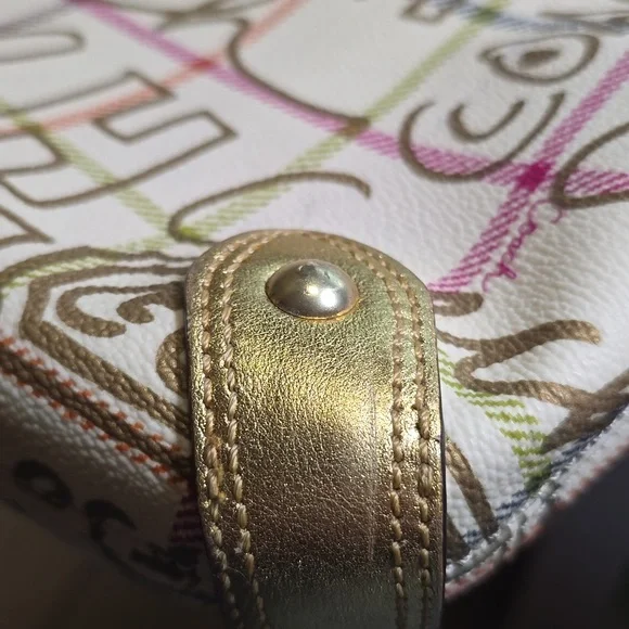 Coach Tattersall Graffiti Convertible Hobo Bag F13309 Cream Multicolor Shoulder - Picture 8 of 11